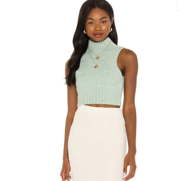 For Love And Lemons Tops - NWT For Love & Lemons Dominique Crop Sweater Tank, Size Medium, Color Mint Green